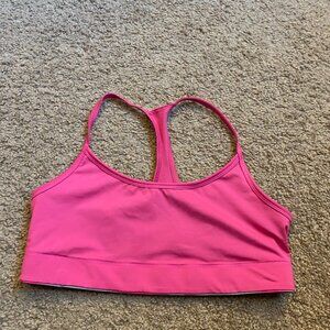 CHAMPION Womens Sports Bra Pink Gray Racerback Striped, size Medium, Reversible